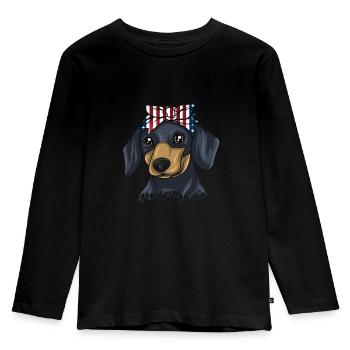 Dachshund Gift Dixie Viennese Doxie Dachshund - Kids' Premium Longsleeve Shirt - black - Front - AI Model Kid Male (0cm)