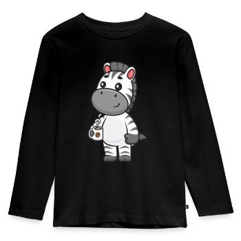 Zebra - Kinder Premium Bio Langarmshirt - Schwarz - Vorne - AI Model Kid Male (0cm)