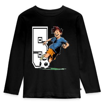 Football Birthday - 5 years old Boy - 5. - Kids' Premium Longsleeve Shirt - black - Front - AI Model Kid Male (0cm)