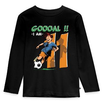 Football Birthday - 11 years old boy - 11. - Kids' Premium Longsleeve Shirt - black - Front - AI Model Kid Male (0cm)