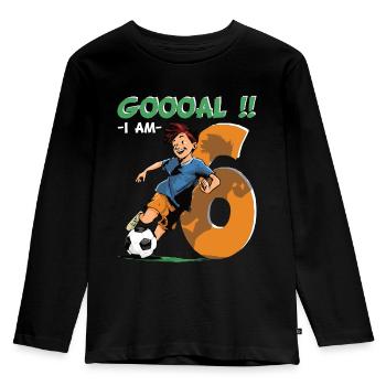 Anniversaire de football - 6 ans Garçon - 6. - T-shirt manches longues Premium Enfant - noir - Devant - AI Model Kid Male (0cm)