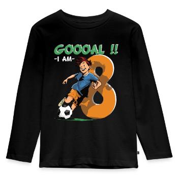 Football Anniversaire - 8 ans garçon - 8. - T-shirt manches longues Premium Enfant - noir - Devant - AI Model Kid Male (0cm)