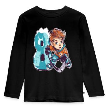Anniversaire de hockey sur glace - garçon de 8 ans - 8. - T-shirt manches longues Premium Enfant - noir - Devant - AI Model Kid Male (0cm)