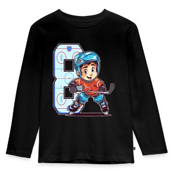 Anniversaire de hockey sur glace - garçon de 8 ans - 8. - T-shirt manches longues Premium Enfant - noir - Devant - AI Model Kid Male (0cm)