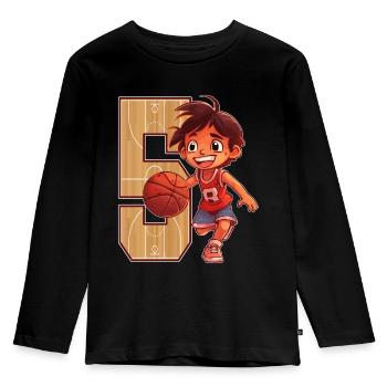 Basketball Birthday - 5 years old Boy - 5. - Kids' Premium Longsleeve Shirt - black - Front - AI Model Kid Male (0cm)