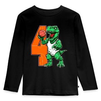 Basketball Dino - 4 year old boy - 4. - Kids' Premium Longsleeve Shirt - black - Front - AI Model Kid Male (0cm)