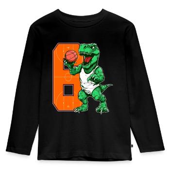 Basketball Dino - garçon de 6 ans - 6. - T-shirt manches longues Premium Enfant - noir - Devant - AI Model Kid Male (0cm)