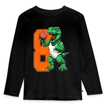 Basketball Dino - 8 ans garçon - 8. - T-shirt manches longues Premium Enfant - noir - Devant - AI Model Kid Male (0cm)