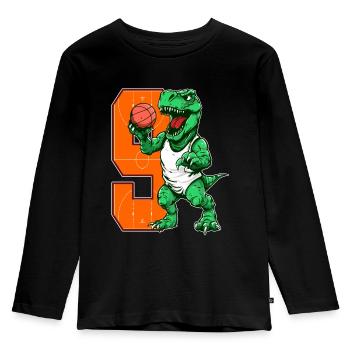 Basketball Dino - garçon de 9 ans - 9. - T-shirt manches longues Premium Enfant - noir - Devant - AI Model Kid Male (0cm)