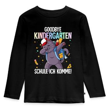 Goodbye Kindergarten Schule Ich Komme Einschulung - Kinder Premium Bio Langarmshirt - Schwarz - Vorne - AI Model Kid Male (0cm)
