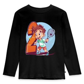 Anniversaire du joueur de tennis - Garçon de 2 ans - - T-shirt manches longues Premium Enfant - noir - Devant - AI Model Kid Male (0cm)