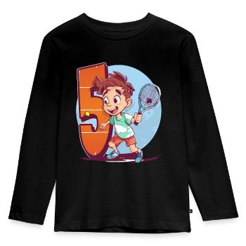 Anniversaire du joueur de tennis - garçon de 5 ans - - T-shirt manches longues Premium Enfant - noir - Devant - AI Model Kid Male (0cm)