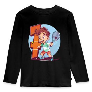 Anniversaire du joueur de tennis - Garçon de 7 ans - - T-shirt manches longues Premium Enfant - noir - Devant - AI Model Kid Male (0cm)