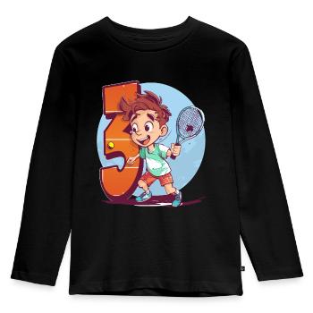 Anniversaire du joueur de tennis - Garçon de 3 ans - - T-shirt manches longues Premium Enfant - noir - Devant - AI Model Kid Male (0cm)
