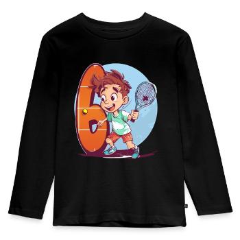 Anniversaire du joueur de tennis - Garçon de 6 ans - - T-shirt manches longues Premium Enfant - noir - Devant - AI Model Kid Male (0cm)