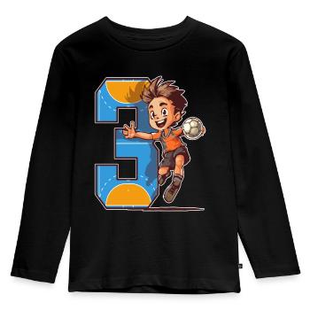 Handball Birthday - 3 years old boy - 3. - Kids' Premium Longsleeve Shirt - black - Front - AI Model Kid Male (0cm)