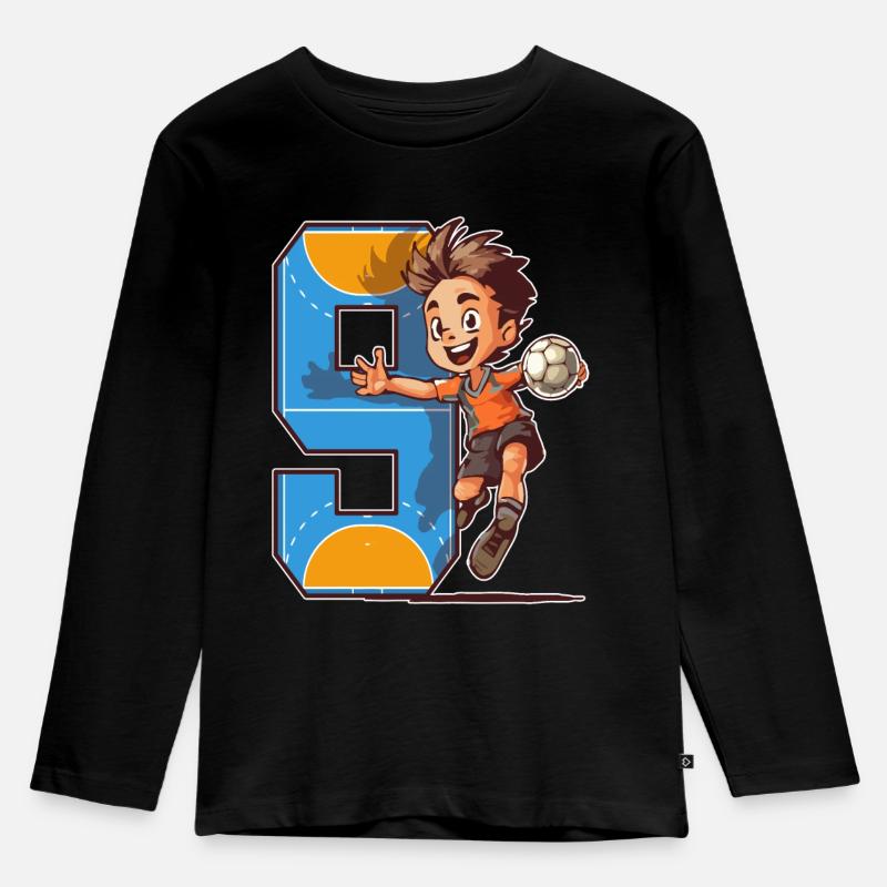 Handball Geburtstag - 9 Jahre Alter Junge - 9. - Kinder Premium Bio Langarmshirt - Schwarz