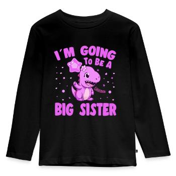 Big Sister Dinosaur Promoted Big Sister - Kids' Premium Longsleeve Shirt - black - Front - AI Model Kid Male (0cm)