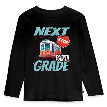 Nearest stop: First Class - Kids - Kids' Premium Longsleeve Shirt - black - Front - AI Model Kid Male (0cm)