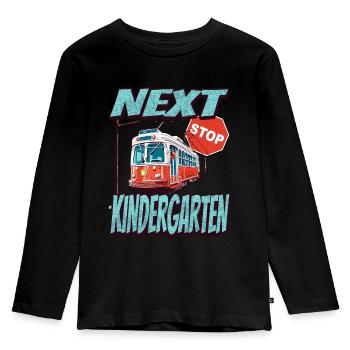 Nächste Haltestelle Kindergarten - Kids - Kinder Premium Bio Langarmshirt - Schwarz - Vorne - AI Model Kid Male (0cm)
