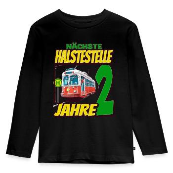 Ich Bin 2 Straßenbahnen - Straßenbahn - Kinder Premium Bio Langarmshirt - Schwarz - Vorne - AI Model Kid Male (0cm)