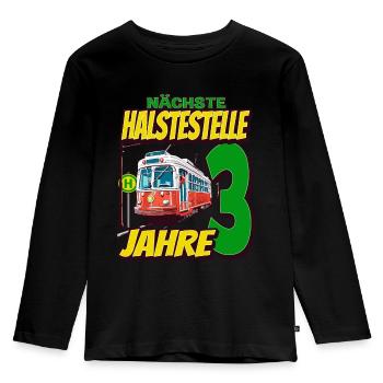 Ich Bin 3 Straßenbahnen - Straßenbahn - Kinder Premium Bio Langarmshirt - Schwarz - Vorne - AI Model Kid Male (0cm)