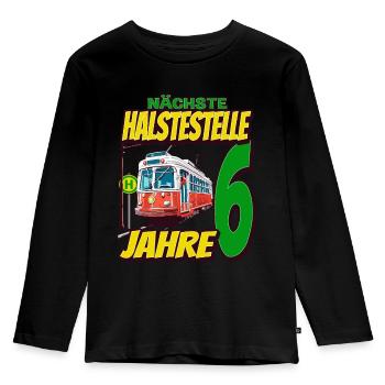 Ich Bin 6 Straßenbahnen - Straßenbahn - Kinder Premium Bio Langarmshirt - Schwarz - Vorne - AI Model Kid Male (0cm)