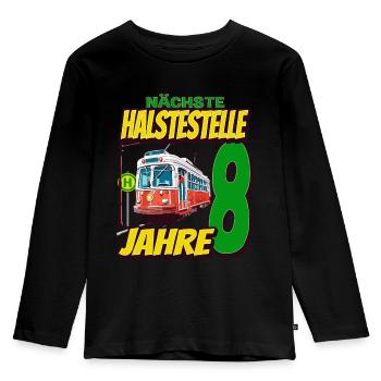 Ich Bin 8 Straßenbahnen - Straßenbahn - Kinder Premium Bio Langarmshirt - Schwarz - Vorne - AI Model Kid Male (0cm)