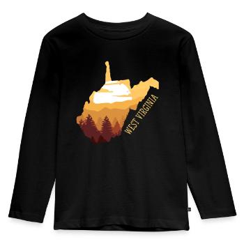 West Virginia - Kinder Premium Bio Langarmshirt - Schwarz - Vorne - AI Model Kid Male (0cm)