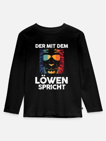 Löwe Löwen - Kinder Premium Bio Langarmshirt - Schwarz