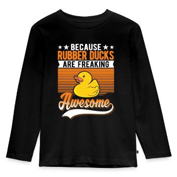 Rubber Duck Gift Rubber Duck Rubber Duck - Kids' Premium Longsleeve Shirt - black - Front - AI Model Kid Male (0cm)