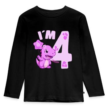 Dinosaure mignon Je suis 4 Dino Birthday Girl - T-shirt manches longues Premium Enfant - noir - Devant - AI Model Kid Male (0cm)