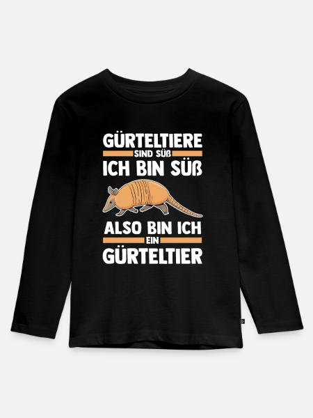 Gürteltier - Kinder Premium Bio Langarmshirt - Schwarz