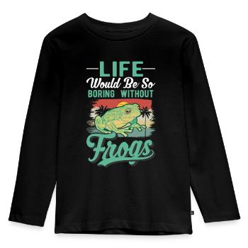 Frog Gift Tree Frog - Kids' Premium Longsleeve Shirt - black - Front - AI Model Kid Male (0cm)