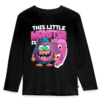 This little monster is 9 - nine years old - 9. - Kids' Premium Longsleeve Shirt - black - Front - AI Model Kid Male (0cm)