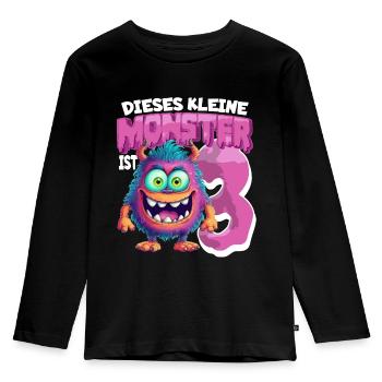 Dieses kleine Monster ist 3 - drei Jahre - 3. - Kinder Premium Bio Langarmshirt - Schwarz - Vorne - AI Model Kid Male (0cm)
