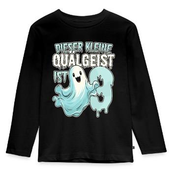 Dieser kleine Quälgeist ist 9 - neun Jahre - 9. - Kinder Premium Bio Langarmshirt - Schwarz - Vorne - AI Model Kid Male (0cm)