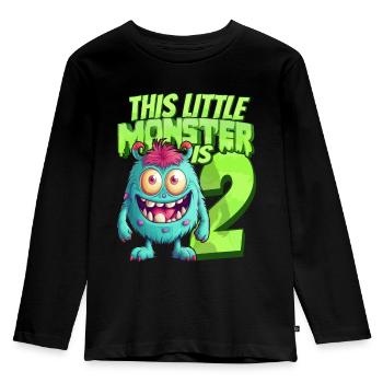 Dieses kleine Monster ist 2 - zwei Jahre - 2. - Kinder Premium Bio Langarmshirt - Schwarz - Vorne - AI Model Kid Male (0cm)