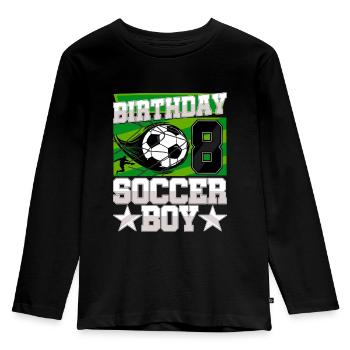 8th birthday Boy Soccer 8 Years Old Gifts - Kinder Premium Bio Langarmshirt - Schwarz - Vorne - AI Model Kid Male (0cm)
