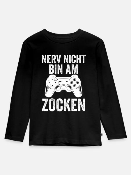 Zocker Zocken Gamer - Kinder Premium Bio Langarmshirt - Schwarz