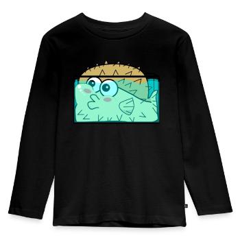 Poisson-globe dans l’aquarium Poisson-globe - T-shirt manches longues Premium Enfant - noir - Devant - AI Model Kid Male (0cm)