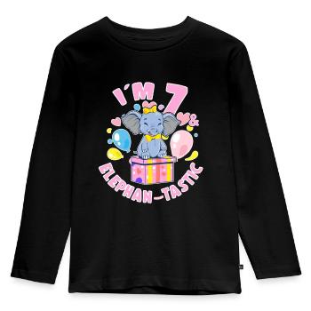 Birthday Elephant 7 Years Old Bday Party Gift - Kinder Premium Bio Langarmshirt - Schwarz - Vorne - AI Model Kid Male (0cm)