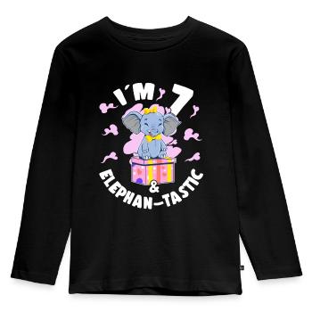 7th Birthday Daughter Cute 7 Year Old Girl Gift - Kinder Premium Bio Langarmshirt - Schwarz - Vorne - AI Model Kid Male (0cm)