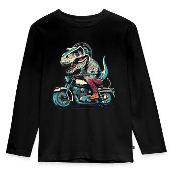 T-Rex Biker - A Primeval Ride - Kids' Premium Longsleeve Shirt - black - Front - AI Model Kid Male (0cm)