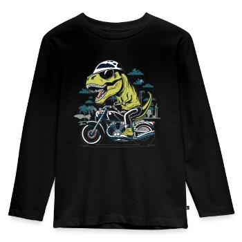 T-Rex Biker - A Primeval Ride - Kids' Premium Longsleeve Shirt - black - Front - AI Model Kid Male (0cm)