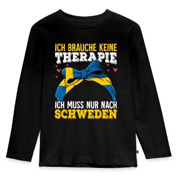 Schweden - Kinder Premium Bio Langarmshirt - Schwarz - Vorne - AI Model Kid Male (0cm)