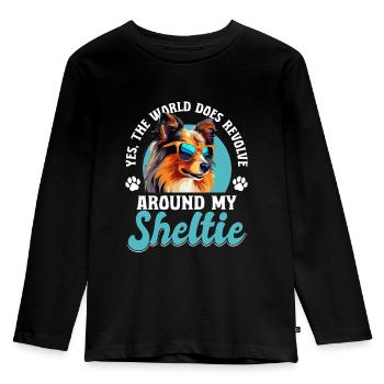 Shetland Sheepdog Dog Sheltie - Kinder Premium Bio Langarmshirt - Schwarz - Vorne - AI Model Kid Male (0cm)