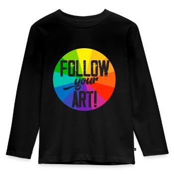 Follow your art - Kinder Premium Bio Langarmshirt - Schwarz - Vorne - AI Model Kid Male (0cm)