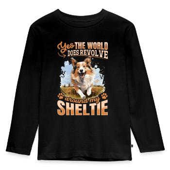 Shetland Sheepdog Dog Sheltie - Yes, the world - Kinder Premium Bio Langarmshirt - Schwarz - Vorne - AI Model Kid Male (0cm)