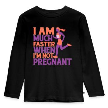 I Am Much Faster When I'm Not Pregnant 6 - Kinder Premium Bio Langarmshirt - Schwarz - Vorne - AI Model Kid Male (0cm)